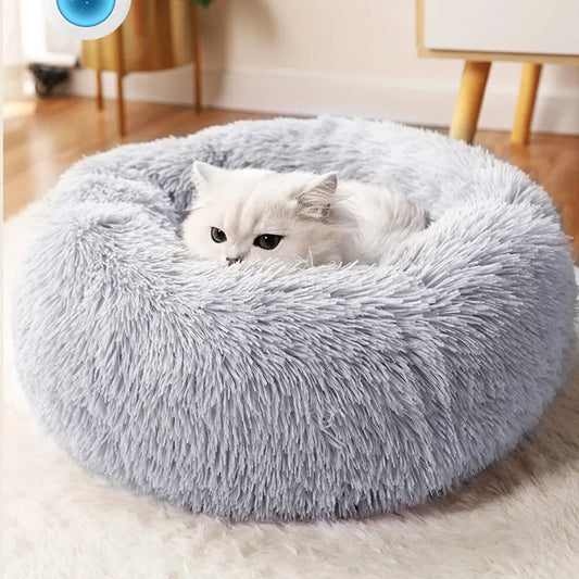 Panier rond en fausse fourrure pour chien et chat